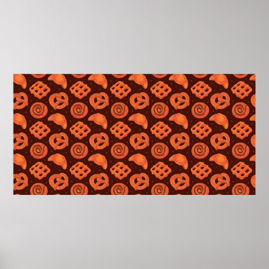 Bakery seamless pattern, texture. Boulangerie shop ポスター (正面)