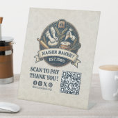 Bakery Store Pastry Cake Baker QR Code Pay Here 台座サイン (インサイチュ)