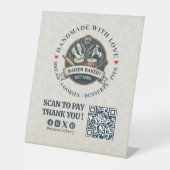 Bakery Store Pastry Cake Baker QR Code Pay Here 台座サイン (正面)