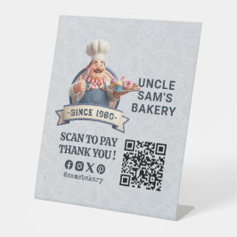Bakery Store Pastry Cake Baker QR Code Pay Here 台座サイン