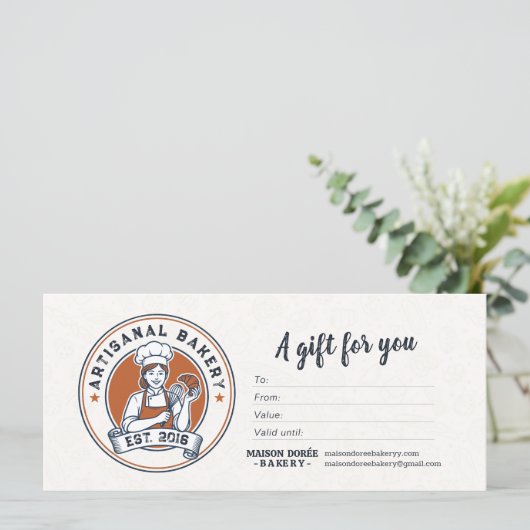 Bakery Store Pastry Chef Baker Gift Certificate (スタンド正面)