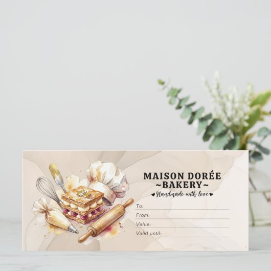 Bakery Store Pastry Chef Baker Gift Certificate (スタンド正面)