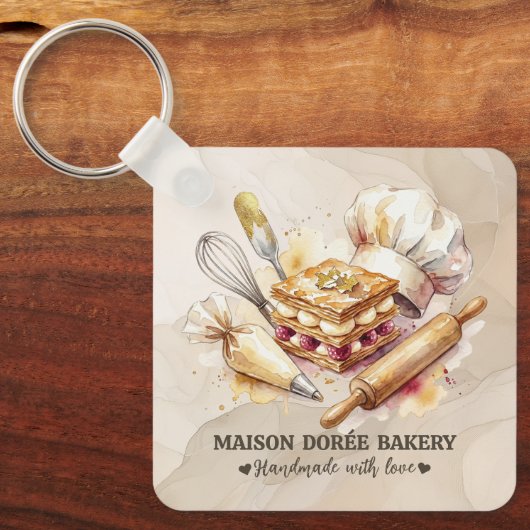 Bakery Store Pastry Chef Dessert Sweets Cake Baker キーホルダー (正面)