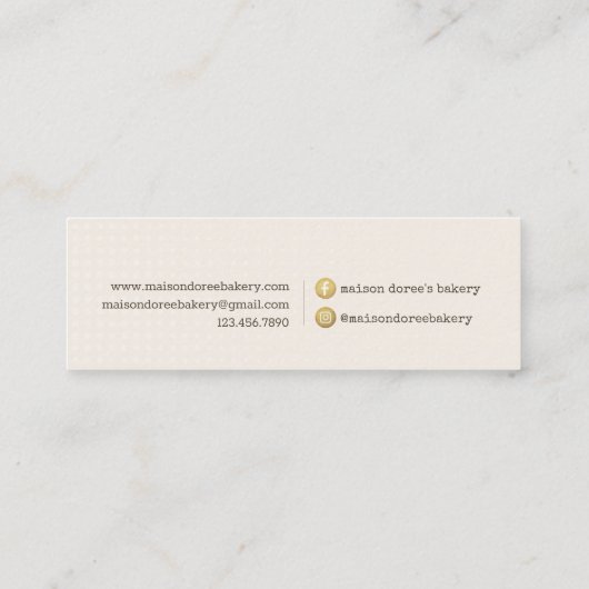 Bakery Store Pastry Chef Dessert Sweets Cake Baker スキニー名刺 (裏面)