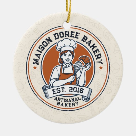 Bakery Store Pastry Chef Dessert Sweets Cake Baker セラミックオーナメント (正面)