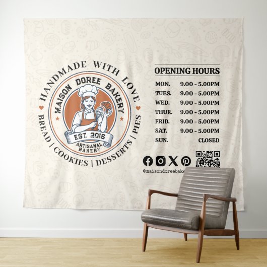 Bakery Store Pastry Chef Dessert Sweets Cake Baker タペストリー (インサイチュ(横))