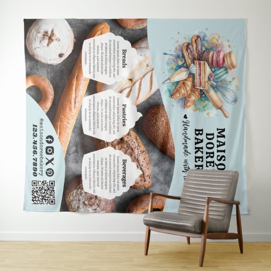 Bakery Store Pastry Chef Dessert Sweets Cake Baker タペストリー (インサイチュ(横))