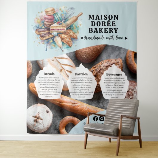 Bakery Store Pastry Chef Dessert Sweets Cake Baker タペストリー (インサイチュ)