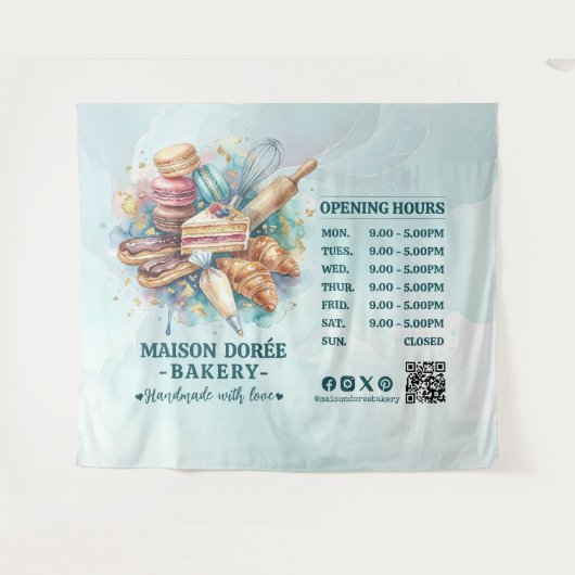 Bakery Store Pastry Chef Dessert Sweets Cake Baker タペストリー (正面(横))