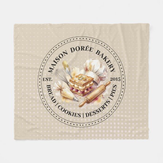 Bakery Store Pastry Chef Dessert Sweets Cake Baker フリースブランケット (正面(横))