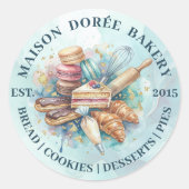 Bakery Store Pastry Chef Dessert Sweets Cake Baker ラウンドシール (正面)