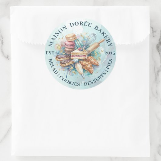 Bakery Store Pastry Chef Dessert Sweets Cake Baker ラウンドシール (バッグ)