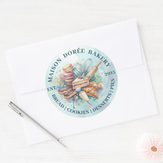 Bakery Store Pastry Chef Dessert Sweets Cake Baker ラウンドシール (封筒)