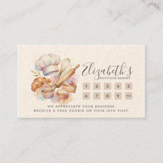 Bakery Store Pastry Chef Dessert Sweets Cake Baker ロイヤリティカード (正面)