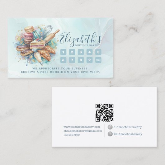 Bakery Store Pastry Chef Dessert Sweets Cake Baker ロイヤリティカード (正面/裏面)