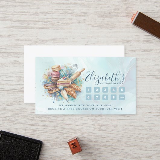 Bakery Store Pastry Chef Dessert Sweets Cake Baker ロイヤリティカード (正面/裏面インサイチュ)