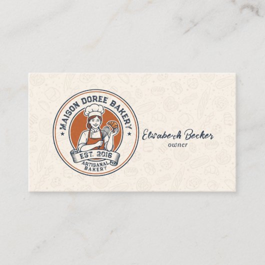 Bakery Store Pastry Chef Dessert Sweets Cake Baker 名刺 (正面)
