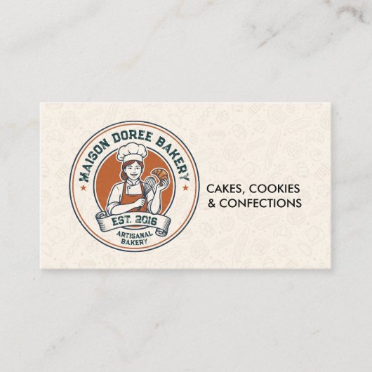 Bakery Store Pastry Chef Dessert Sweets Cake Baker 名刺 (正面)
