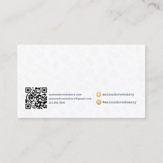 Bakery Store Pastry Chef Dessert Sweets Cake Baker 名刺 (裏面)