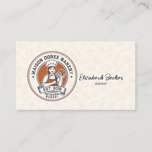 Bakery Store Pastry Chef Dessert Sweets Cake Baker 名刺 (正面)