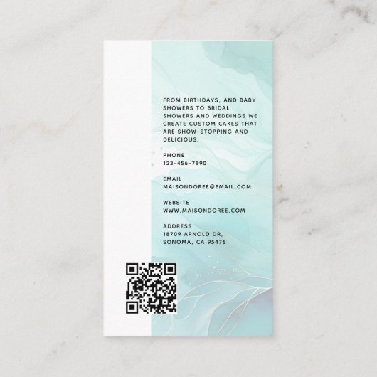 Bakery Store Pastry Chef Dessert Sweets Cake Baker 名刺 (裏面)