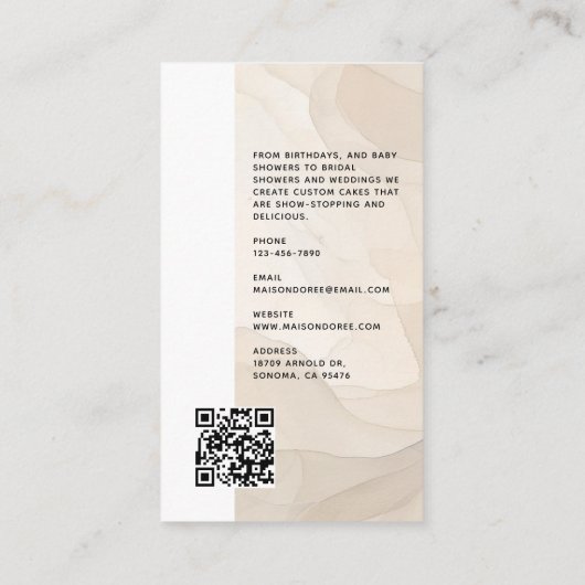 Bakery Store Pastry Chef Dessert Sweets Cake Baker 名刺 (裏面)