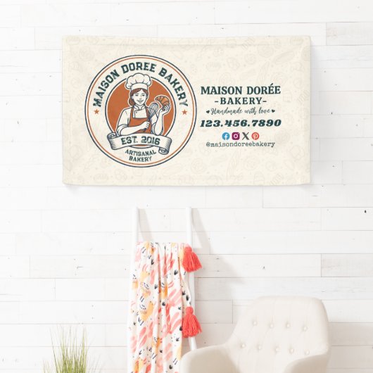 Bakery Store Pastry Chef Dessert Sweets Cake Baker 横断幕 (インサイチュ)