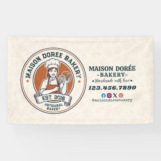 Bakery Store Pastry Chef Dessert Sweets Cake Baker 横断幕 (横)
