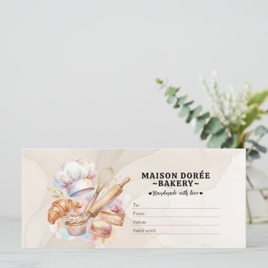 Bakery Store Pastry Chef Desserts Gift Certificate (スタンド正面)