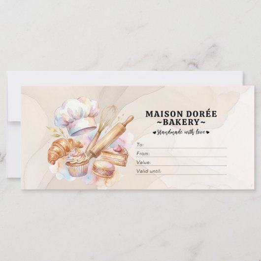 Bakery Store Pastry Chef Desserts Gift Certificate (正面)