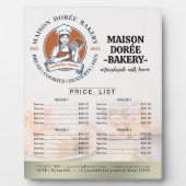 Bakery Store Pastry Chef Desserts Menu Price List フォトプラーク (正面)