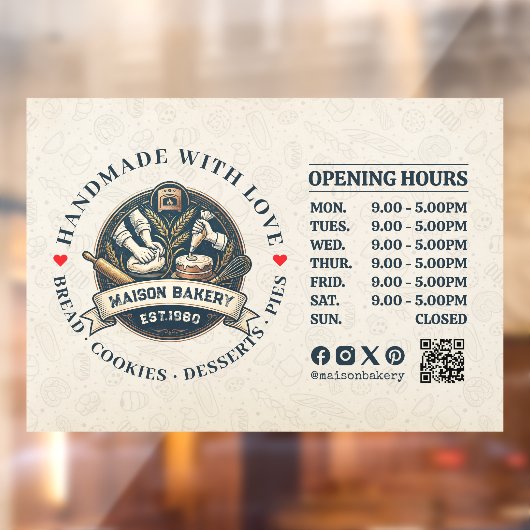 Bakery Store Pastry Chef Desserts Opening Hours ウィンドウサイン (シート2)