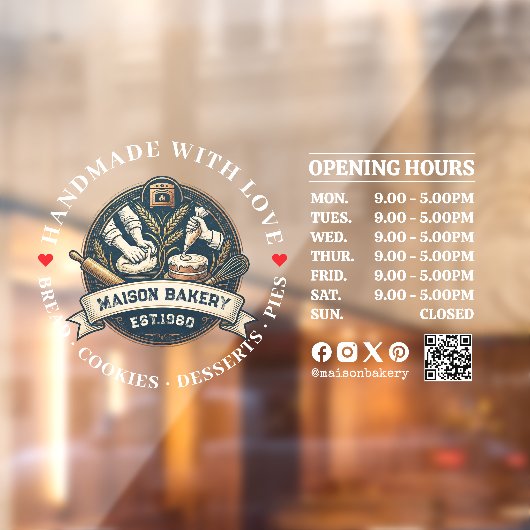 Bakery Store Pastry Chef Desserts Opening Hours ウィンドウサイン (シート2)