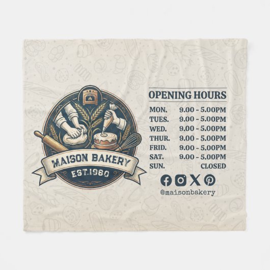Bakery Store Pastry Chef Desserts Opening Hours フリースブランケット (正面(横))