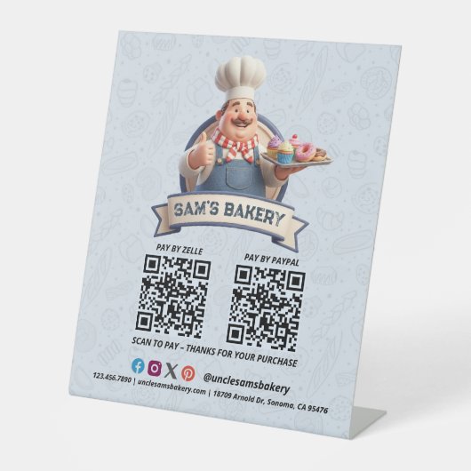 Bakery Store Pastry Chef Desserts QR Code Pay Here 台座サイン (正面)