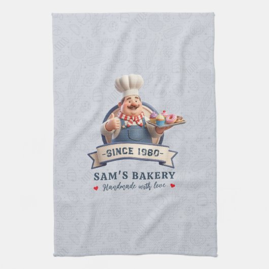 Bakery Store Pastry Chef Desserts Sweets Cake Shop キッチンタオル (縦)
