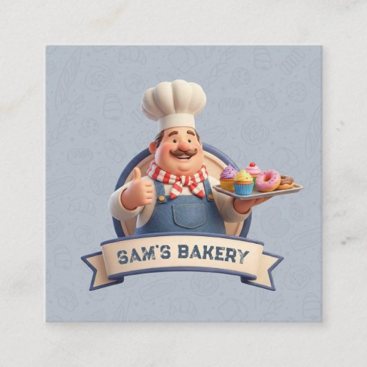 Bakery Store Pastry Chef Desserts Sweets Cake Shop スクエア名刺 (正面)