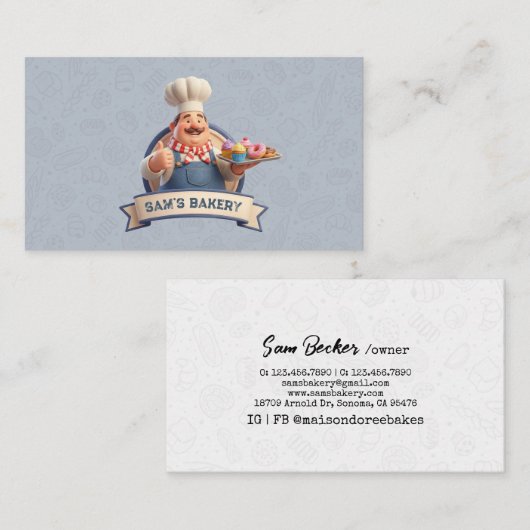 Bakery Store Pastry Chef Desserts Sweets Cake Shop 名刺 (正面/裏面)