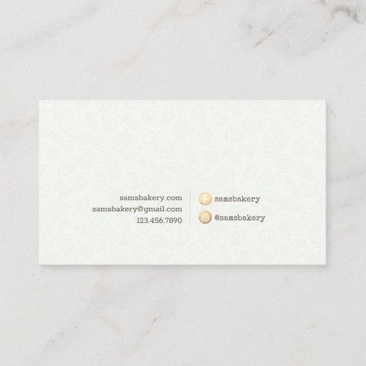 Bakery Store Pastry Chef Desserts Sweets Cake Shop 名刺 (裏面)