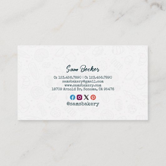 Bakery Store Pastry Chef Desserts Sweets Cake Shop 名刺 (裏面)