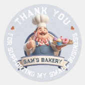 Bakery Store Pastry Chef Desserts Sweets Thank You ラウンドシール (正面)