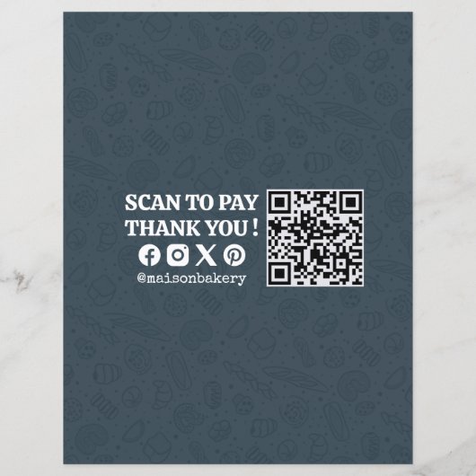 Bakery Store Pastry Chef Menu Price List Pay Here (裏面)