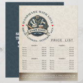 Bakery Store Pastry Chef Menu Price List Pay Here (正面/裏面)