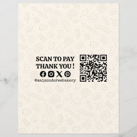 Bakery Store Pastry Chef Menu Price List Pay Here (裏面)