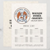 Bakery Store Pastry Chef Menu Price List Pay Here (正面/裏面)