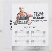 Bakery Store Pastry Chef Menu Price List Pay Here (正面/裏面)