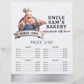 Bakery Store Pastry Chef Menu Price List Pay Here (正面)