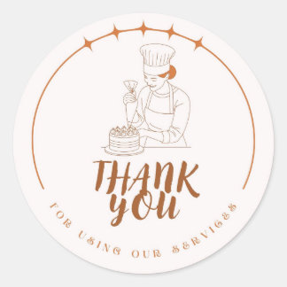 Bakery Thank You for Using Our Services Sticker ラウンドシール