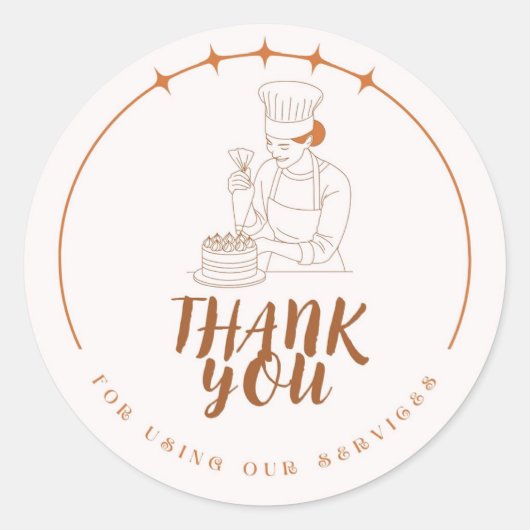 Bakery Thank You for Using Our Services Sticker ラウンドシール (正面)
