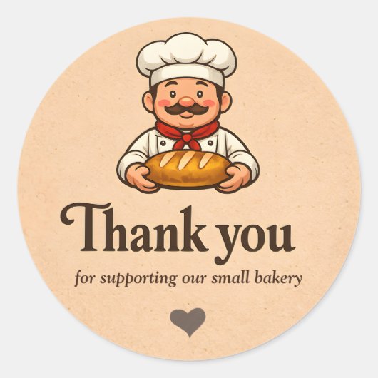 Bakery Thank You Sticker - Custom Chef Design ラウンドシール (正面)
